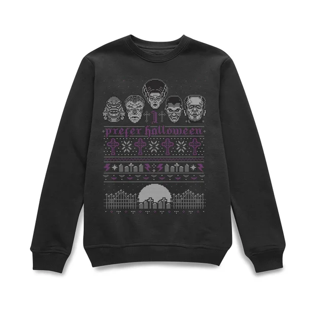 Universal Monsters I Prefer Halloween Pull de Noël - Noir