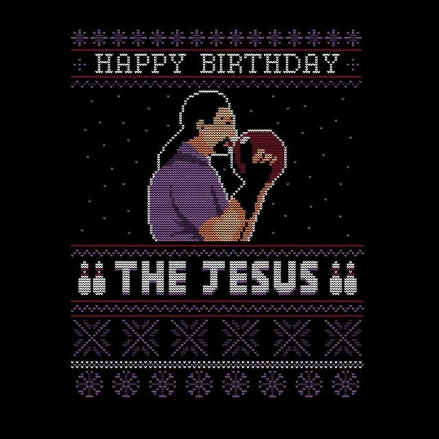 T-Shirt de Noël Homme The Big Lebowski Happy Birthday The Jesus - Noir