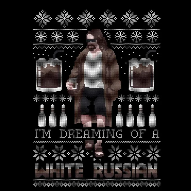 T-Shirt de Noël Homme The Big Lebowski Im Dreaming Of A White Russian - Noir