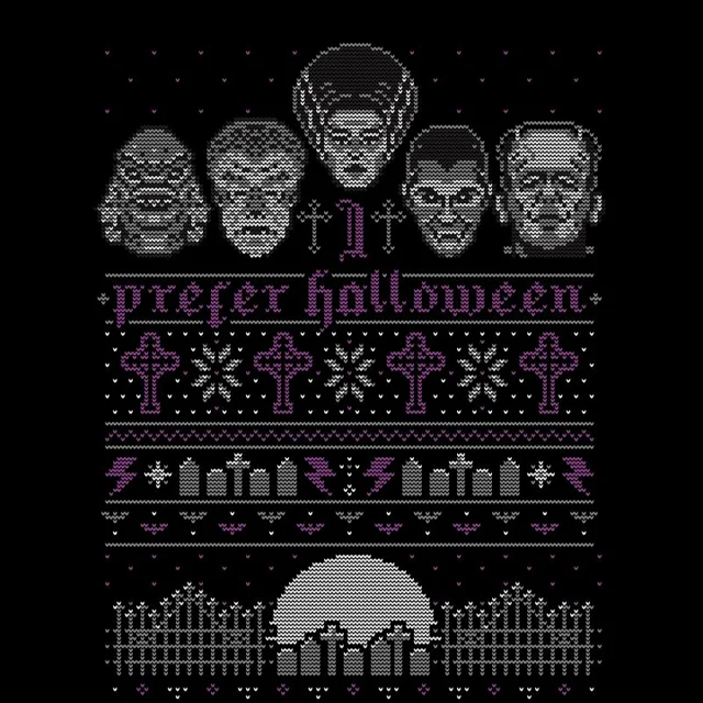 T-Shirt de Noël Homme Universal Monsters I Prefer Halloween - Noir