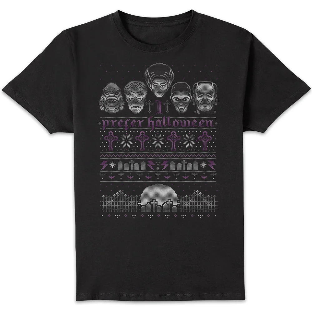 T-Shirt de Noël Homme Universal Monsters I Prefer Halloween - Noir - S Image 1