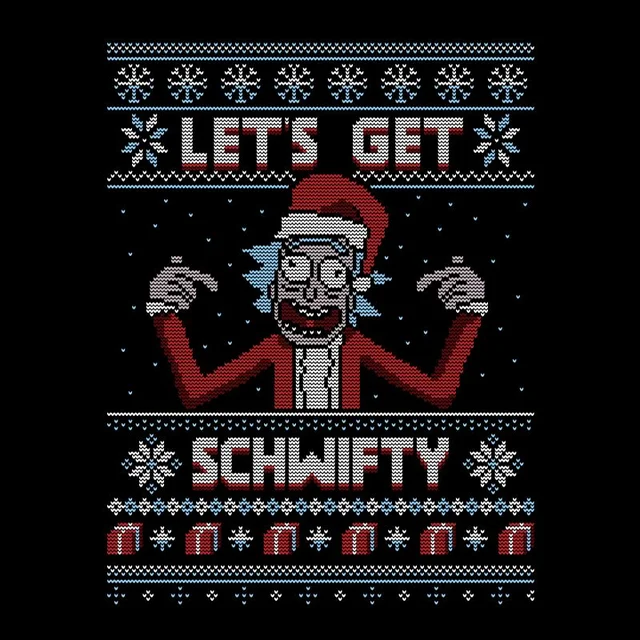 T-Shirt de Noël Homme Rick et Morty - Let's Get Schwifty - Noir
