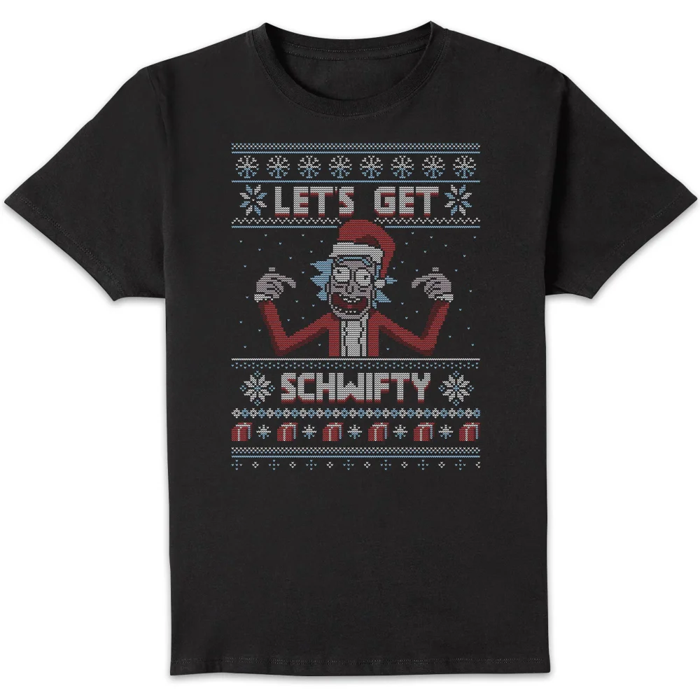 T-Shirt de Noël Homme Rick et Morty - Let's Get Schwifty - Noir - S Image 1