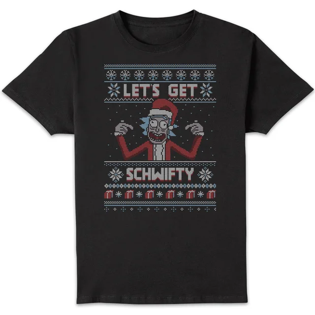 T-Shirt de Noël Homme Rick et Morty - Let's Get Schwifty - Noir