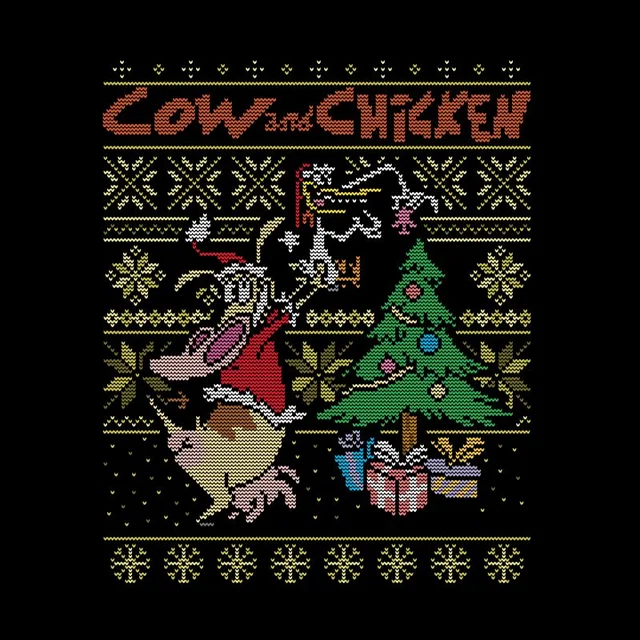 T-Shirt de Noël Homme Cléo et Chico - Motifs Festifs - Noir