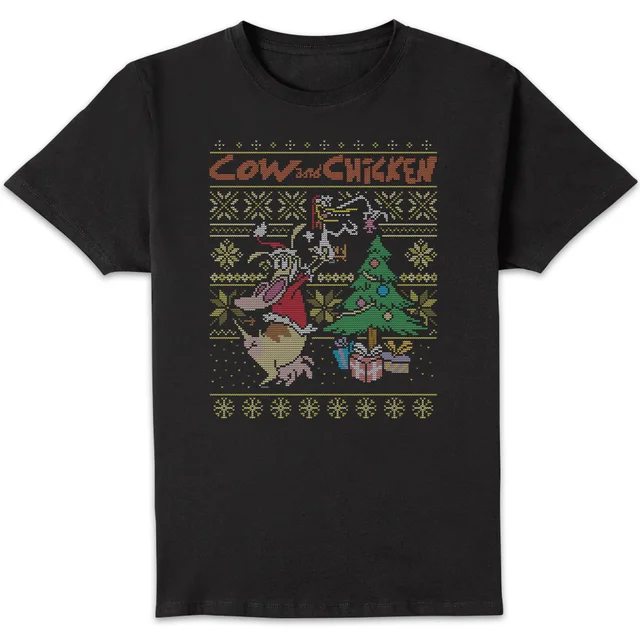 T-Shirt de Noël Homme Cléo et Chico - Motifs Festifs - Noir