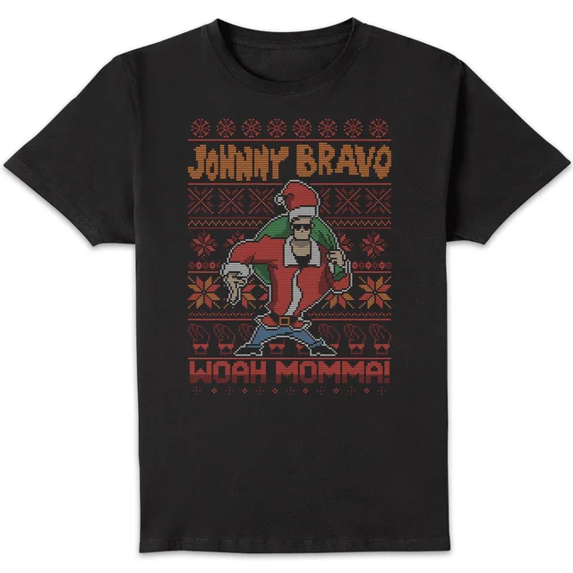 T-Shirt de Noël Homme Johnny Bravo Johnny Bravo Motifs Festifs - Noir
