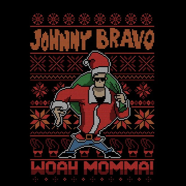 T-Shirt de Noël Homme Johnny Bravo Johnny Bravo Motifs Festifs - Noir