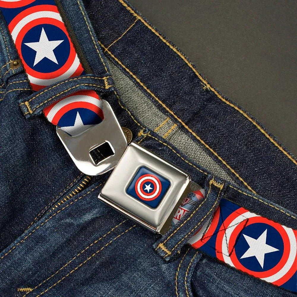 Buckle-Down Marvel Captain America Shield Seatbelt Belt - Multi Image 1
