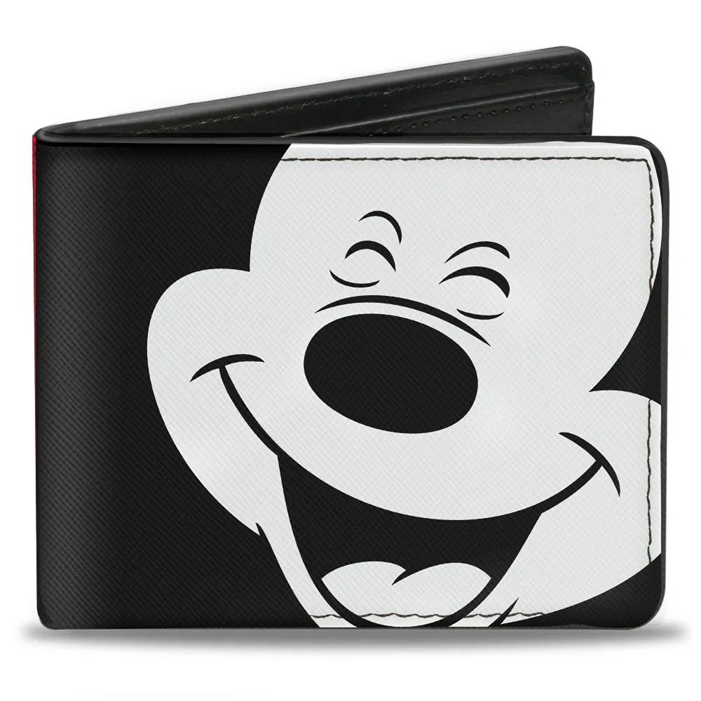 Buckle-Down Mickey Mouse Smiling Face Bi-Fold Wallet - Black Image 1