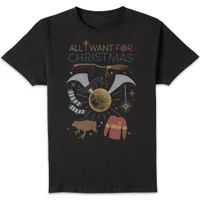 Harry Potter All I Want Men's Christmas T-Shirt - Black