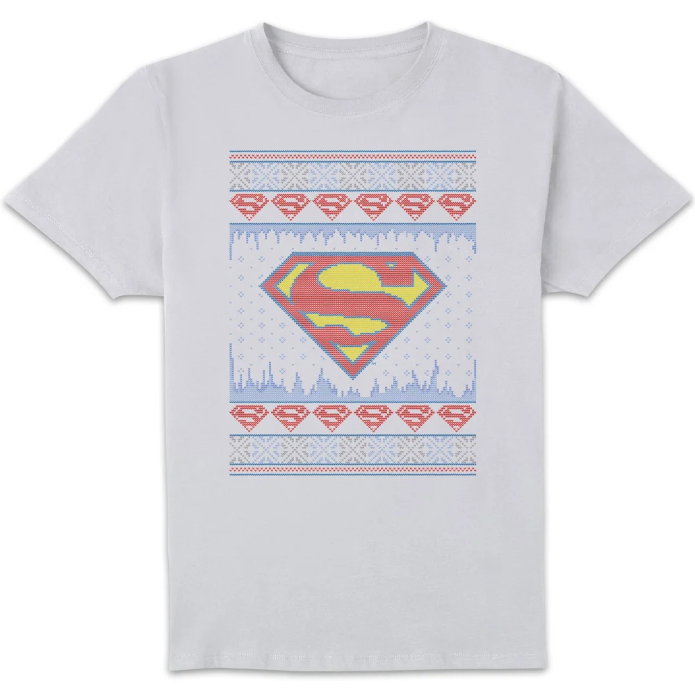 DC Supergirl Knit Men's Christmas T-Shirt - White - S Image 1