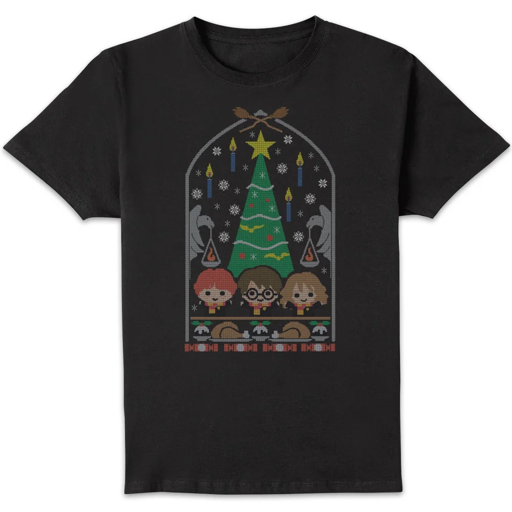 Harry Potter Hogwarts Tree Men's Christmas T-Shirt - Black - S Image 1