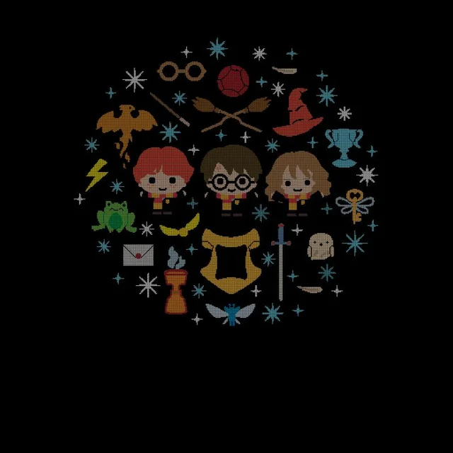 Harry Potter Characters Men's Christmas T-Shirt - Black