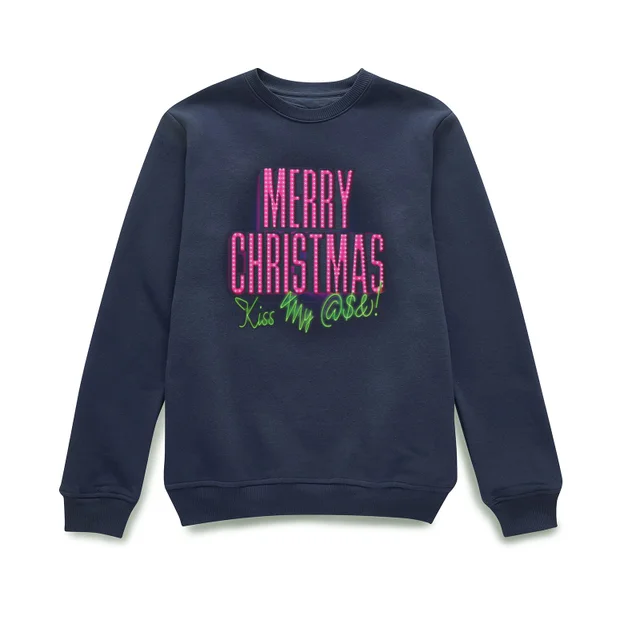 National Lampoon Merry Christmas (Kiss My @$$) Pull de Noël - Bleu Marine
