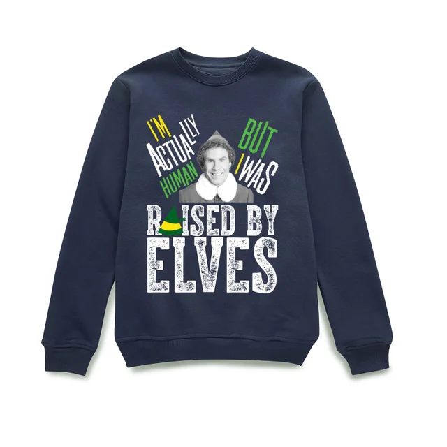 Elf Raised By Elves Pull de Noël - Bleu Marine