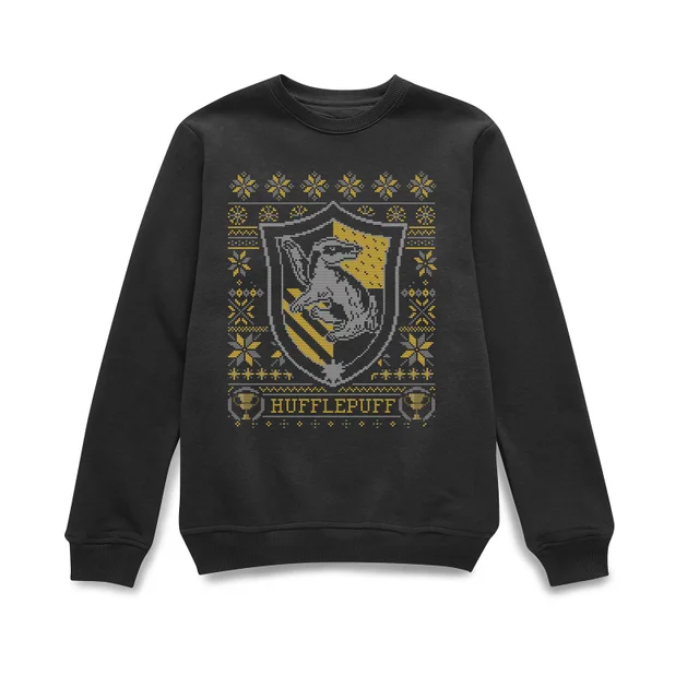Harry Potter Hufflepuff Crest Pull de Noël - Noir