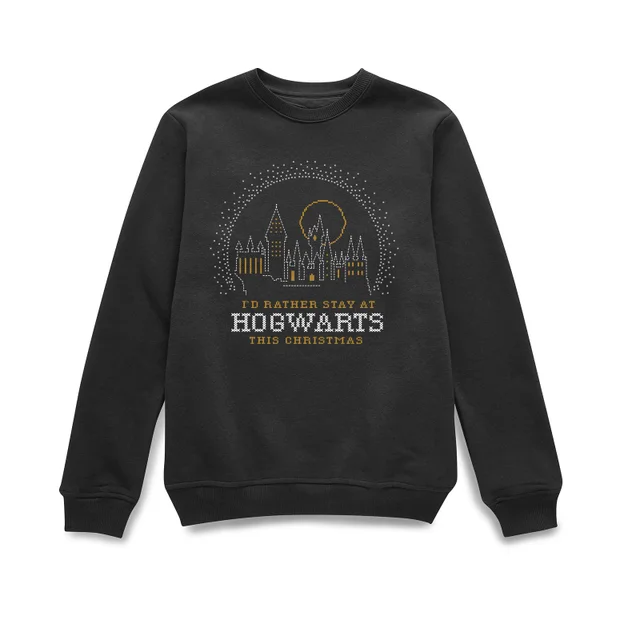 Harry Potter I'd Rather Stay At Hogwarts Pull de Noël - Noir