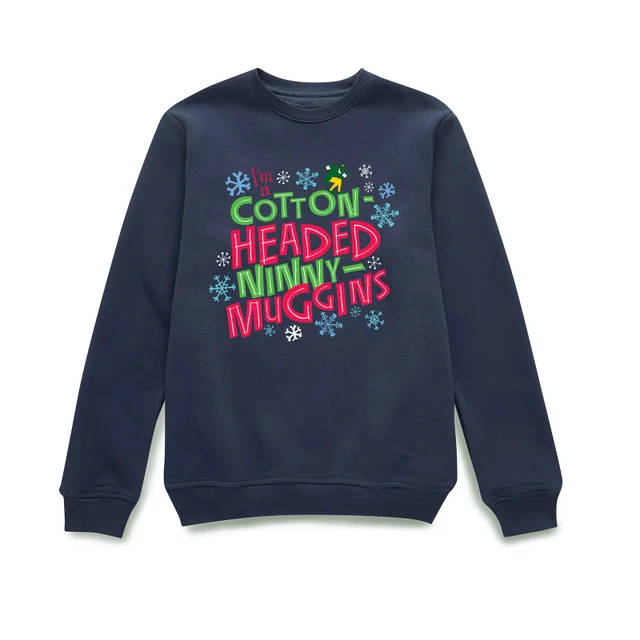 Elf Cotton-Headed Ninny-Muggins Pull de Noël - Bleu Marine