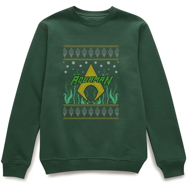 DC Aquaman Knit Christmas Jumper - Forest Green