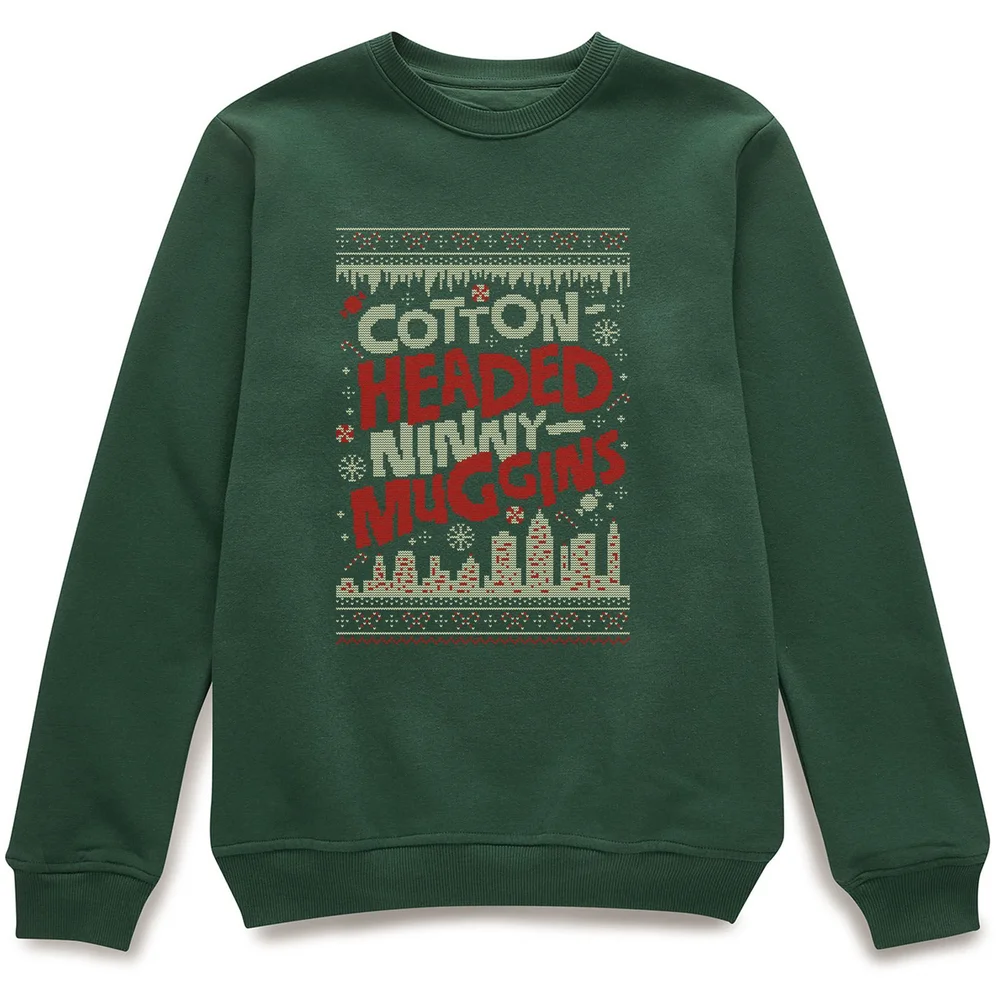 Elf Cotton-Headed-Ninny-Muggins Knit Christmas Jumper - Forest Green - S Image 1