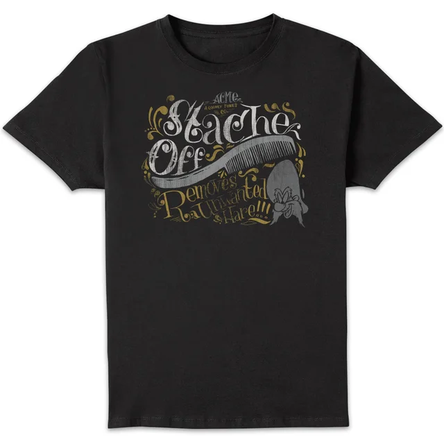Looney Tunes ACME 'Stache Off Men's T-Shirt - Black