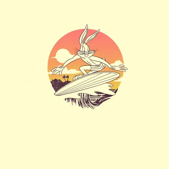 Looney Tunes Kaboom ! Bugs Bunny Surf T-shirt - Beige