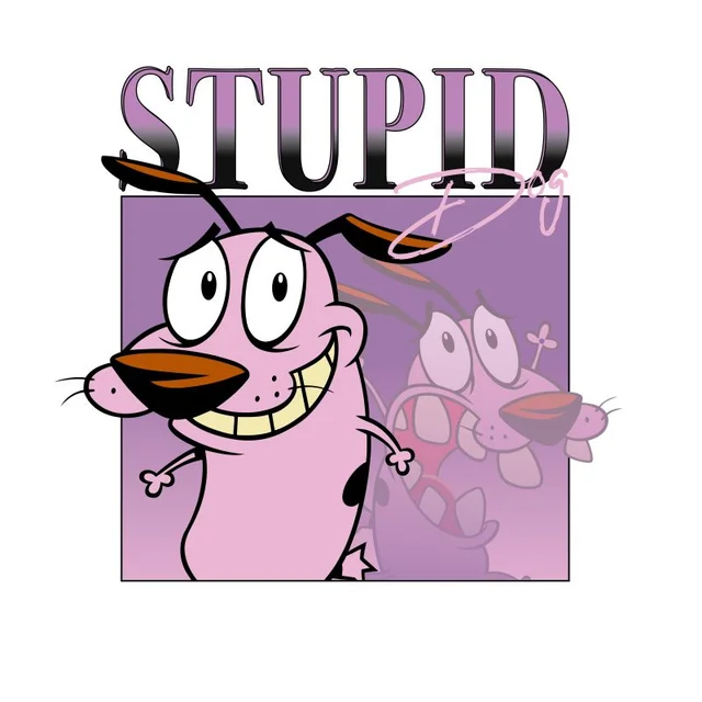 Cartoon Network Spin Off T-Shirt Courage Le Chien Froussard 90's Photoshoot - Blanc