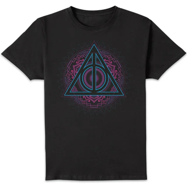 Harry Potter Deathly Hallows Neon Men's T-Shirt - Black