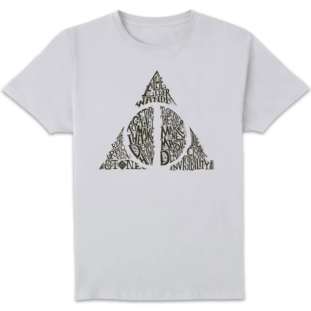 Harry Potter Deathly Hallows Text Men's T-Shirt - White