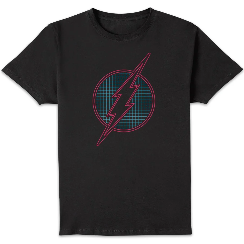 Justice League Flash Retro Grid Logo Men's T-Shirt - Black - S Image 1