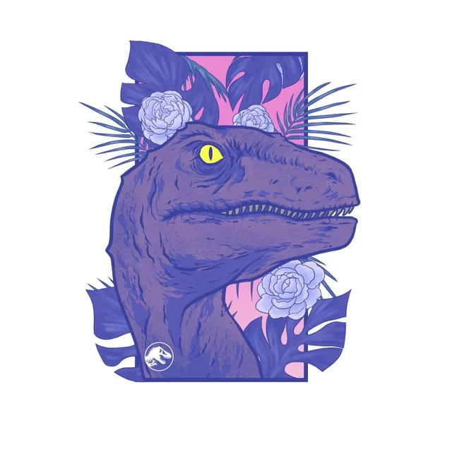 Jurassic Park Primal Floral Raptor T-Shirt Unisexe - Blanc