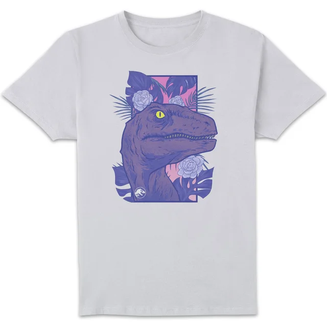 Jurassic Park Primal Floral Raptor T-Shirt Unisexe - Blanc