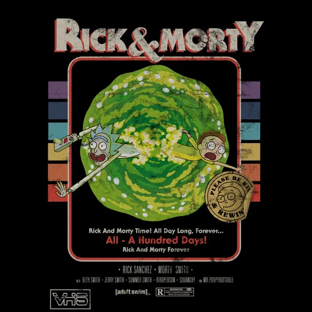 T-shirt - Rick and Morty A Hundred Days VHS - Noir