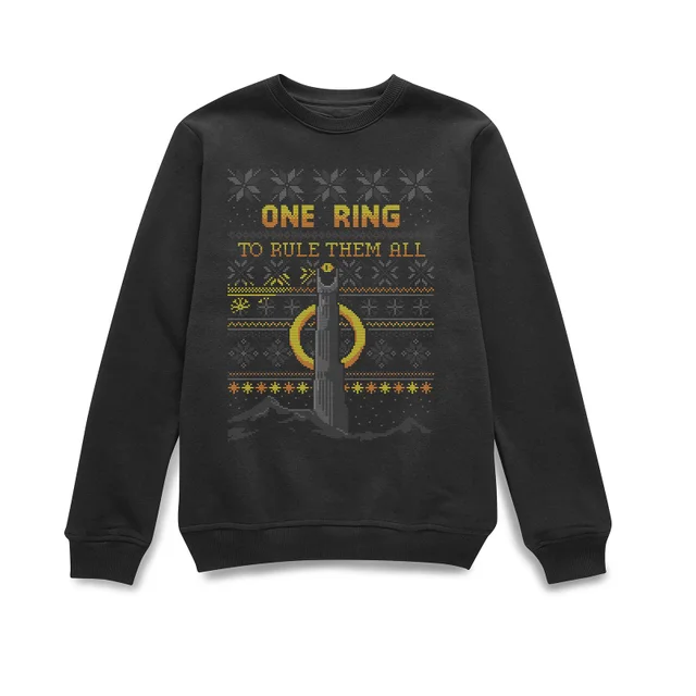 The Lord Of The Rings One Ring Christmas Sweater in Noir