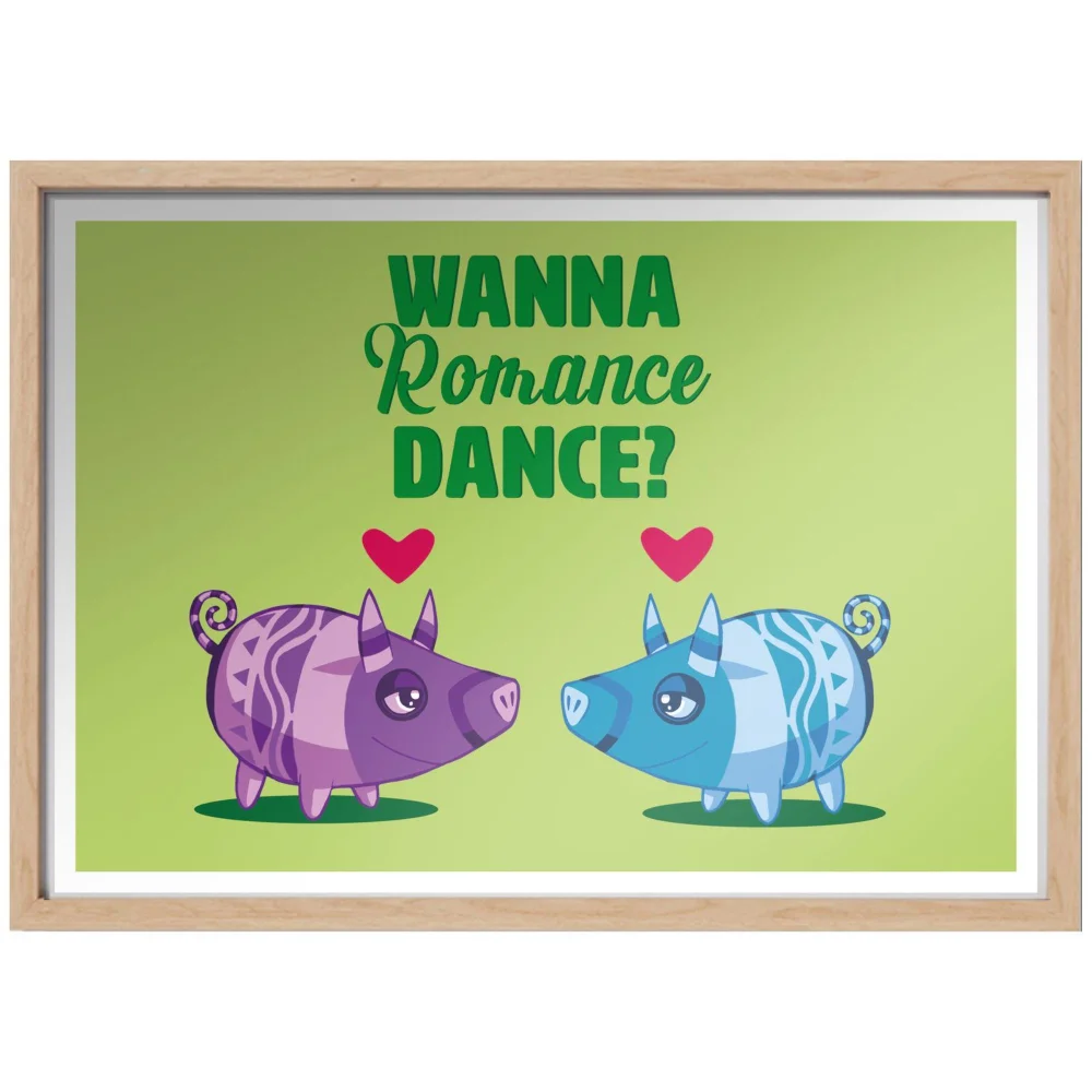Viva Piñata Wanna Romance Dance Pig Art Print Giclee Art Print - A3 - Wooden Frame Image 1