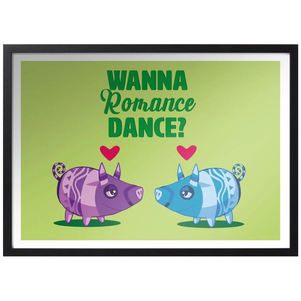 Viva Piñata Wanna Romance Dance Pig Art Print Giclee Art Print - A3 - Black Frame Image 1