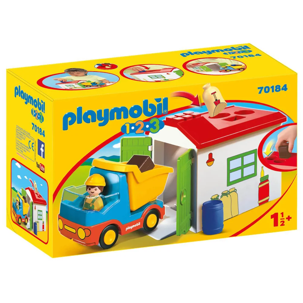 Playmobil 1.2.3 Ouvrier avec camion et garage (70184) Image 1