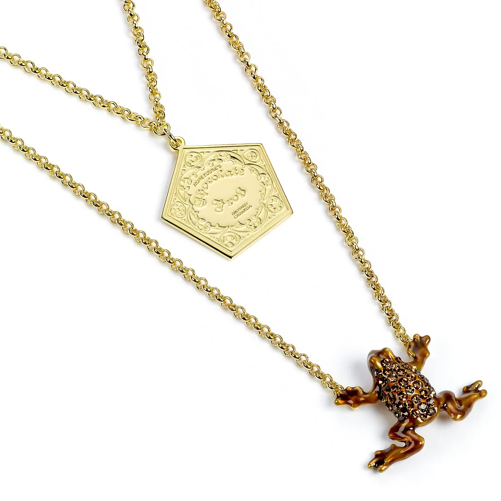 Collier plaqué Or Chocolat en Argent Sterling Grenouille avec Cristaux Swarovski Harry Potter Image 1