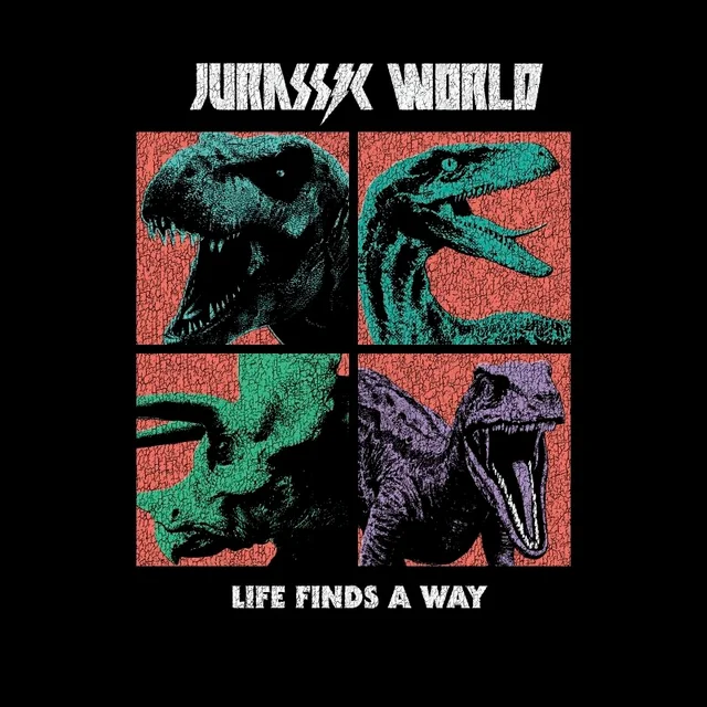 T-shirt Jurassic Park World Four Colour Faces - Noir - Homme