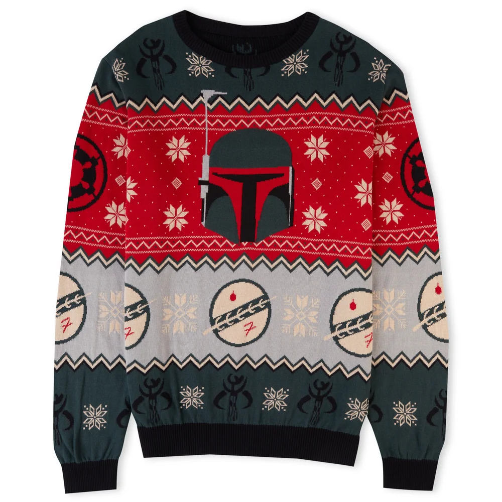 Star Wars Boba Fett Christmas Knitted Jumper Green - XS Image 1