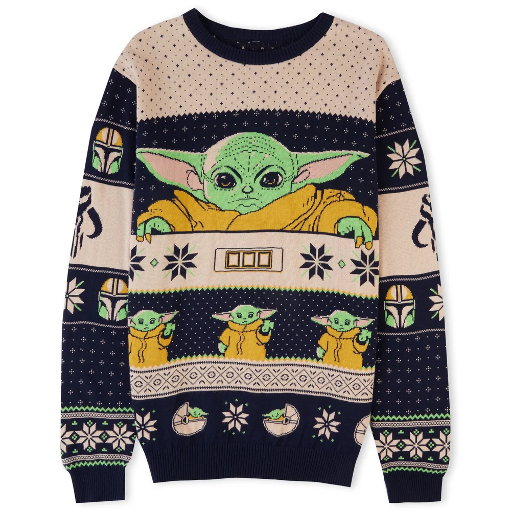 Mandalorian The Child Christmas Knitted Jumper Navy - XS Image 1