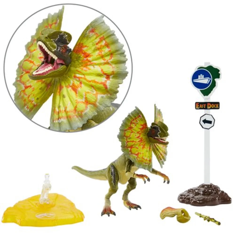 Figurine Mattel Jurassic Park Dilophosaurus Amber Collection 15 cm Image 1