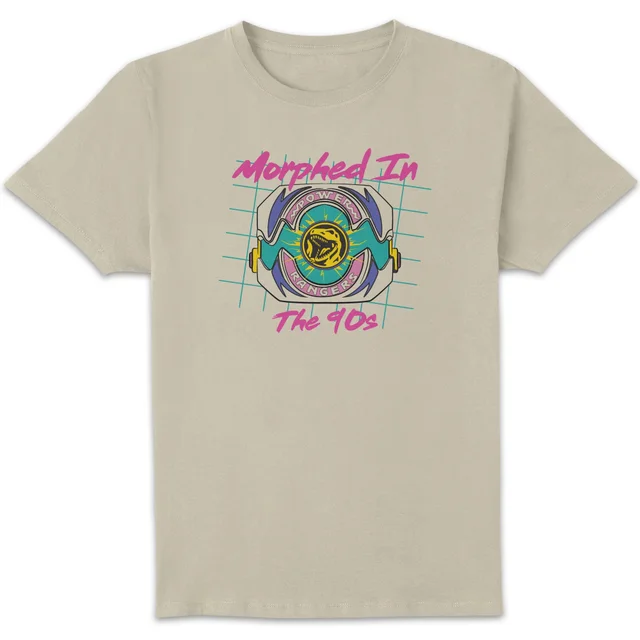 T-shirt Power Rangers Morphed Into 90's - Blanc Vintage Wash - Unisexe