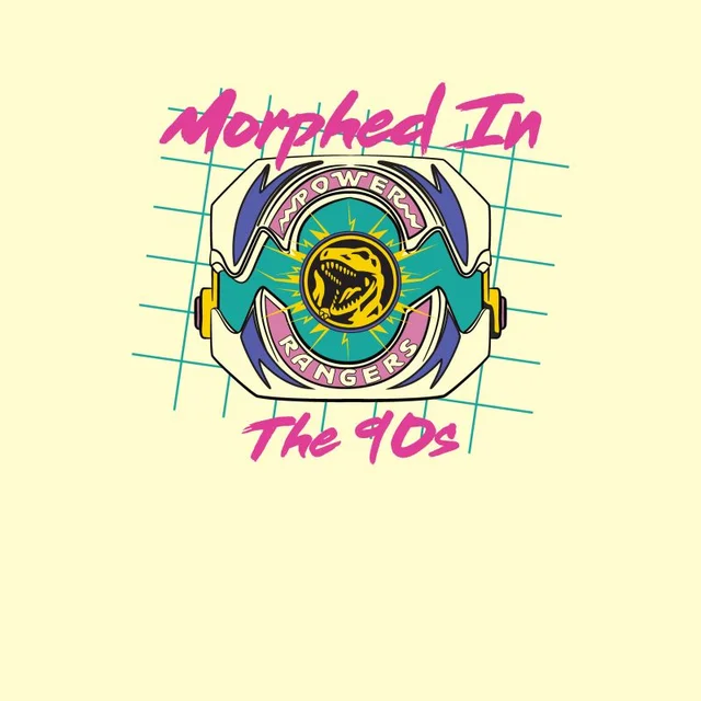 T-shirt Power Rangers Morphed Into 90's - Blanc Vintage Wash - Unisexe