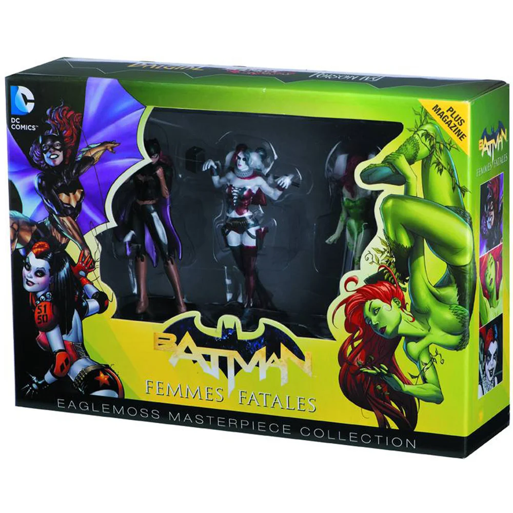 Eaglemoss DC Comics Masterpiece Collections Femme Fatales 3 Piece Statue Figurine Set - Harley Quinn, Poison Ivy and Batgirl Image 1