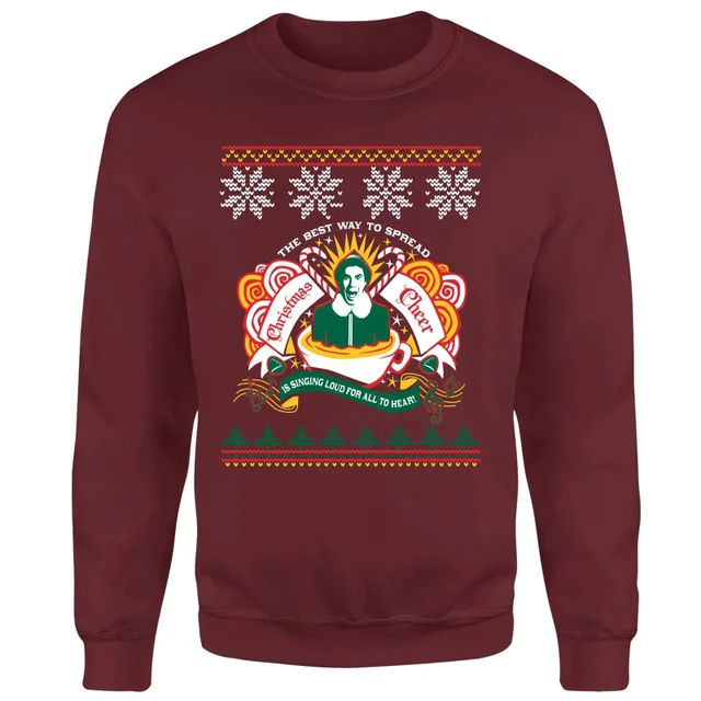 Elf Christmas Cheer Sweatshirt - Bordeaux