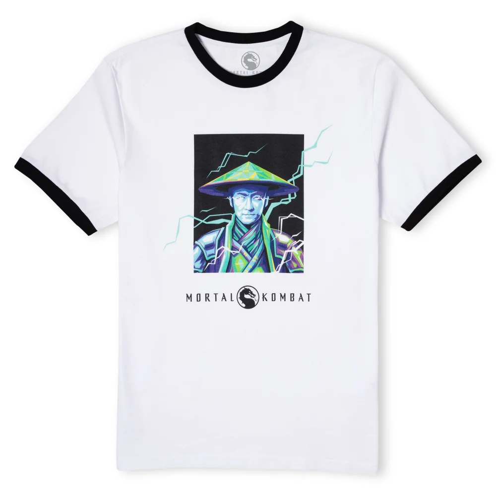 Mortal Kombat Raiden T-Shirt Ringer Unisexe - Blanc/Noir - L Image 1