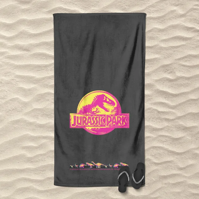 Jurassic Park Neon Logo Beach Towel