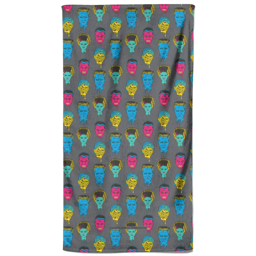 Universal Monsters Franks Bride Mixed Pattern Beach Towel Image 1